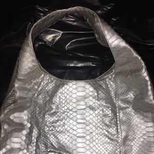 Silver Metallic Python Hobo Bag